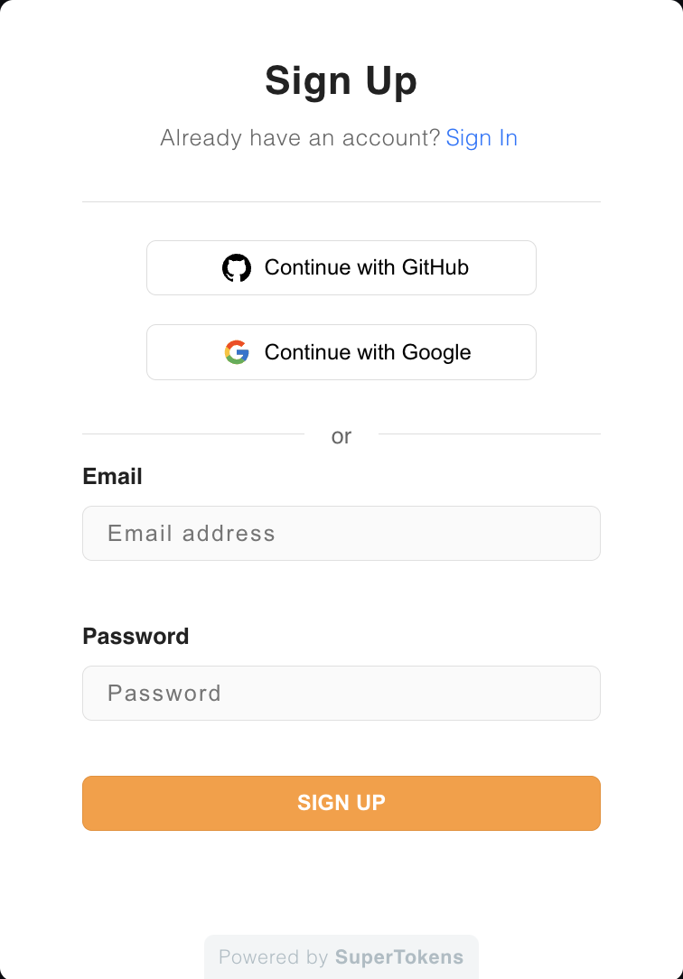 Login/Signup view